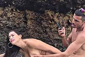 Beautiful Latina Wife Gets Deepthroat Blowjob On Beach