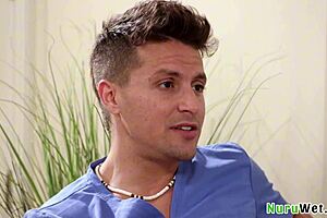 adira allure gets wet butt massage, reveals pink pussy