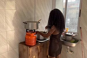 the newly married couple passionately fucked in the kitchen