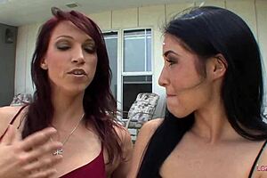 Anxious Brunette Learns Kissing and Pussy Licking from Milf Lesbian Tutor