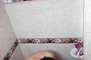 She Showers for Self-Pleasure in Bedroom