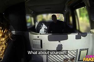 British Milf Brunette Rimjobs and Fingers Passenger in Fake Taxi