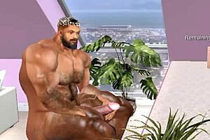 The Muscular Alpha Bull Chris Chester Trains a White Bodybuilder to Handle His Huge Muscles in an Interracial Gay Session