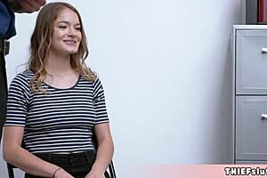 cute shea caught stealing in the mall and now she's trying to satisfy the mall cop however she can