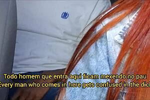 Slut app driver catches endowed passenger masturbating behind her