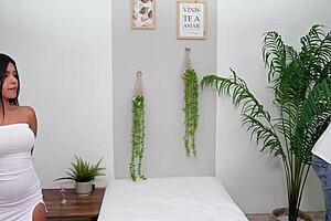 A new client turns me on, so I give his massage a happy ending with deepthroat and cowgirl riding - Camila Henao