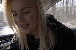 Blonde milf sucks dick while driving