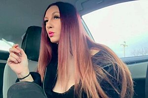 Italian long hair big tits milf artemisia love cigarette smoking in the car and showing her nipple