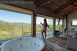 renatinha getting naughty in the cabin with her big tits out