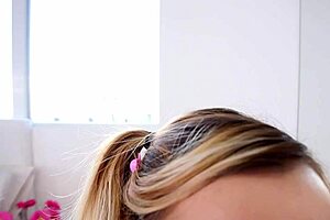 Pretty Blonde Babe Gives No-Hands POV Blowjob to Huge Cock and Swallows Massive Load