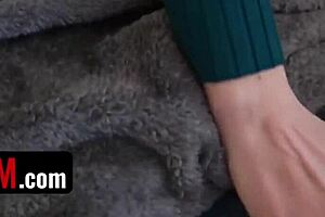 busty stepmom cuddles under blanket