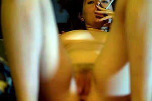 Hey, Check Out This Petite Brunette Girl Next Door, Butt Naked on the Bed, Smoking in a Homemade Softcore Scene!