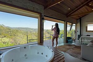 renatinha getting naughty in the cabin with her big tits out