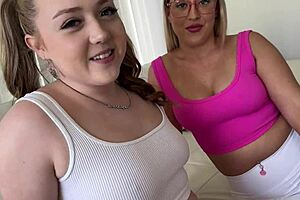 Thick blonde teens fuck in household fantasy game