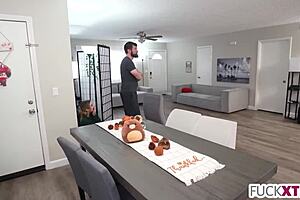 Mischievous Miniature Caught Tall Stepbro Jerking Off!