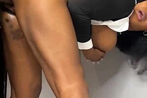 Look At This Ebony House Maid Caught Riding Her Boss!