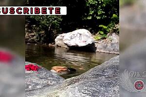 masturbation outdoors in the public river, recorded for voyeurs!