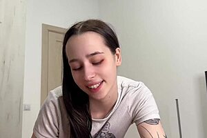 Eager woman greets partner before work every morning