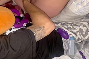 shy girl takes huge dildos in tight holes