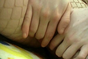 Genevive tears fishnet pantyhose and grinds on cock