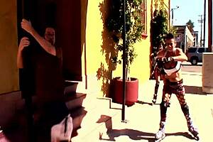 pretty brunette latina samira sucks stiff pole then gets fucked anal ass to mouth