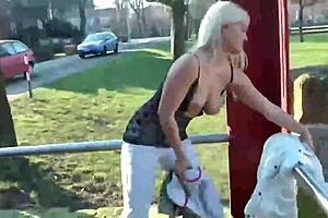 German Blonde Teen Slut Naked in Public