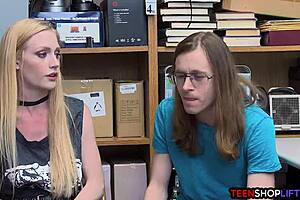 Young couple busted fucking in a store by a mall cop