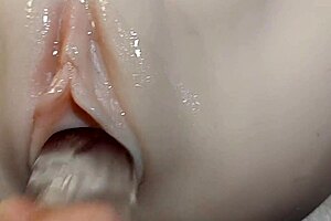 i cant beleive how that fake cock slides into her pusy so easly