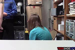 Young couple busted fucking in a store by a mall cop