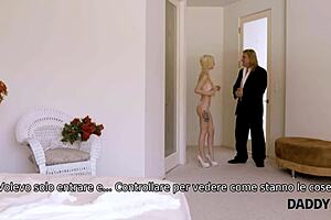 The cunning man seduces the son's cute bride before the wedding ceremony