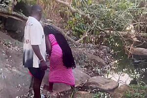 Village Girl's Boobs Bounce in Rough Stream Fuck