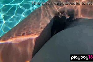 naked ebony milf ana foxxx fingering her hairy black pussy under the water