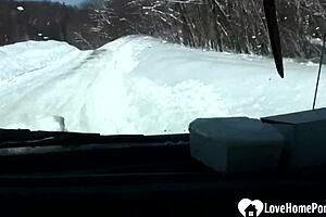 Hot Woman Shows Tits And Pees In Snow