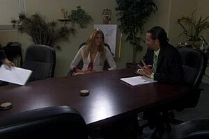 I witness Monica Sweetheart taking her colleague's big cock on the board room table passionately