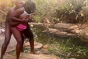 Village Girl's Boobs Bounce in Rough Stream Fuck