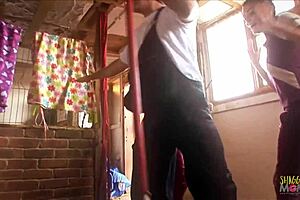 Brunette twins seduce farmer in passionate threesome