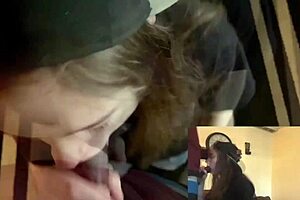 Lesbian best friend performs blowjob for accommodation