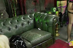 instead of crowning the blonde, lesbians indulge in dungeon group sex