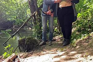 Tempting Handjob from Voluptuous Mature MILF Outdoors