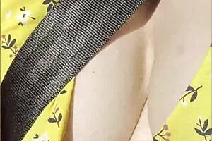 Wifey casually flashed her perfect tits while cruising in the car part two