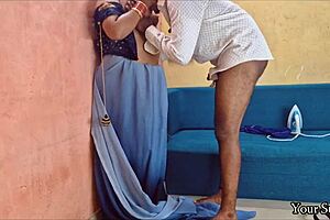 mature woman helps prepare for going to office