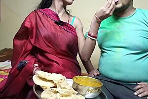 first time indian festival holi celebrate with neaughbour wife