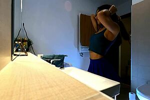 Can she be the most beautiful girl ever in blue mini skirt and panties