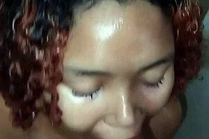 hot latina gets cumshot in hotel bathroom