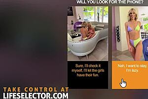 in this lifeselector scene, sky pierce and chloe temple engage in hot wet taboo threesome