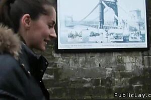 EURO BRUNETTE FLASHING IN PUBLIC FOR CASH