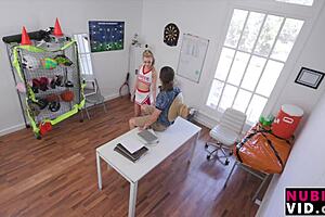 Cheerleader Caught by Coach Not Wearing Panties