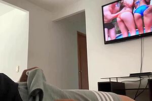 Unexpected Spying On Living Room Masturbation