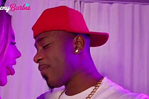 Big guy takes Barbie hard with double penetration and ass worshiping in uniform