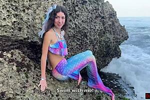 I met a beautiful mermaid on an island and gave her legs so she could explore the beach 😊